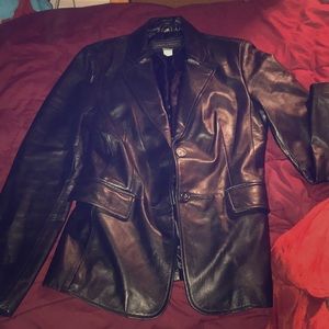 Black leather blazer